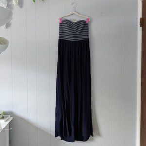 Anthropologie | Navy Blue Strapless Jumpsuit | 4P